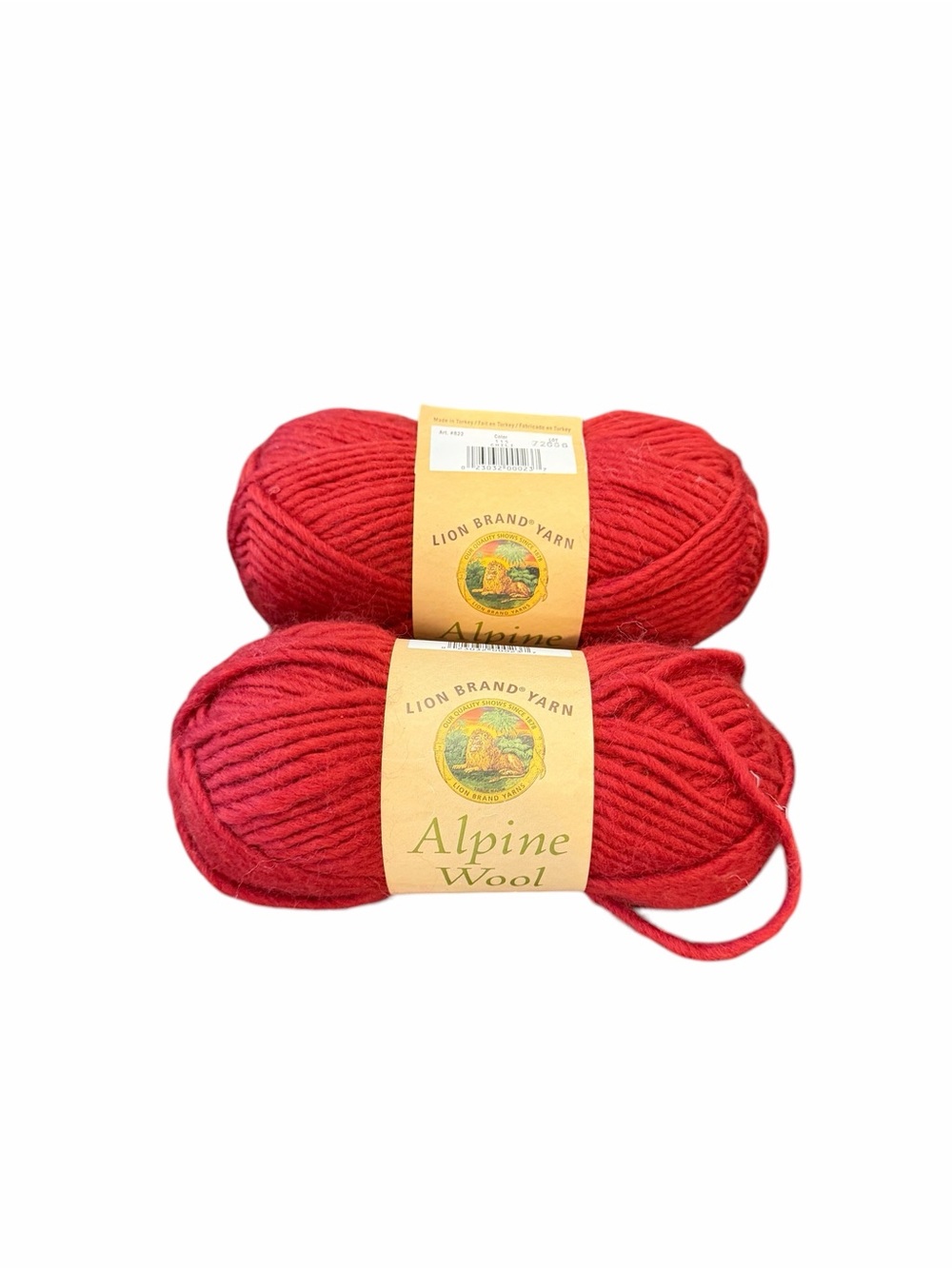 Alpine Wool Yarn Lion Brand Yarn Lot Of 2 Skeins Red Chili #115 Bulky 5 New